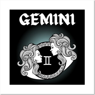 Gemini Twins Gothic Style Posters and Art